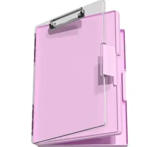 Clipboard with Storage, Folder Side Opening,  8.5 x 11 Heavy Duty Clipboard with Dual Compartment for Work, Office & School Supplies, Pale Pink