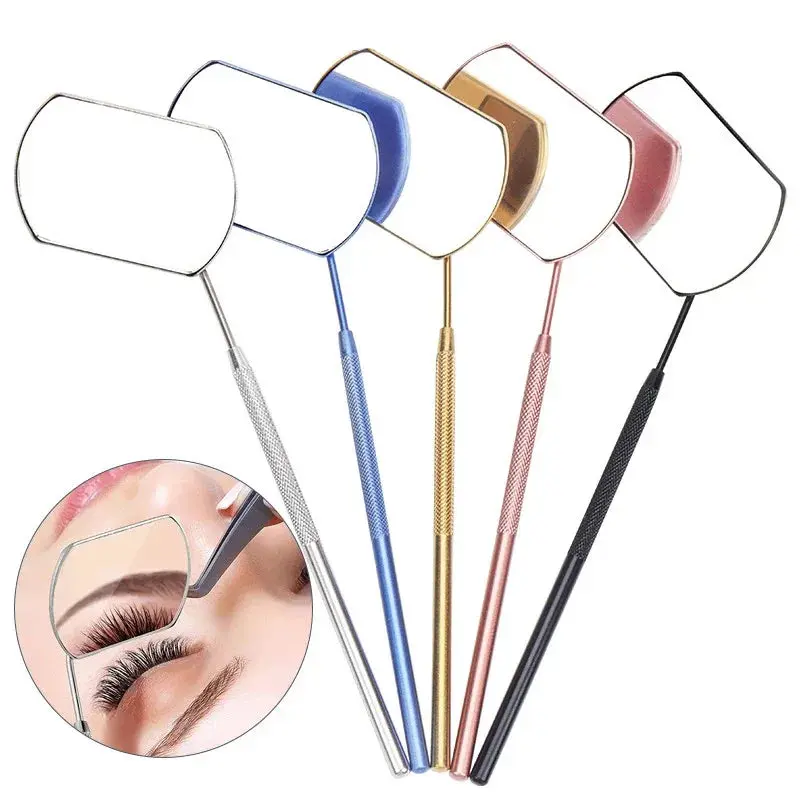 Magnifying Lash Extension Mirror, Portable Stainless Steel Handheld Makeup Tool with Long Handle for Lash Artists, Magnifying Makeup Mirror