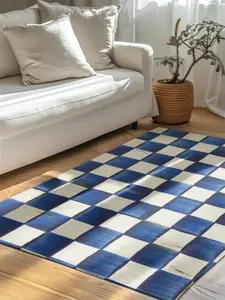 Mackenzie Childs Royal Check  Doormat ,Non Slip Front Door Mat Outside Absorbent Rubber