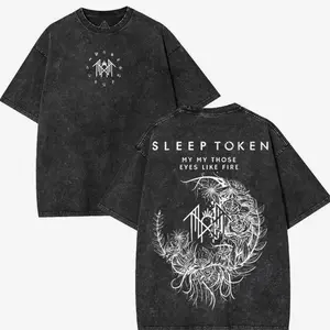 Sleep Token Flowers Heavy Metal Gothic Y2K Oversized Music graphic tees Acid Washed Tshirts, otg clothes sleep token merch  men gifts Cotton Fabric V8C