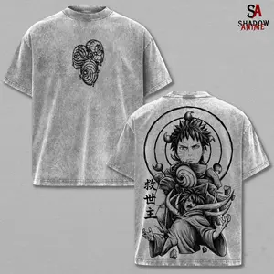 Obito Uchiha Tee Washed – Naruto Shippuden Washed Anime Manga T-Shirt, Minimal Washed War Mask Graphic Tee, Unisex Oversized Streetwear Shirt, Mangekyo Power Anime Aesthetic Tee, Gift for Naruto Fans