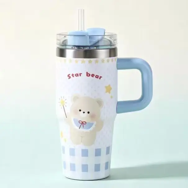 14oz Cartoon travel mug with Handle and Lid - Perfect for On-the-Go Use - Ideal for Coffee, Tea, and More - Available in Multiple Colors