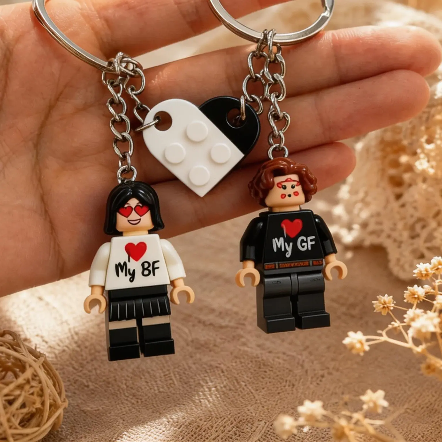 2PCS Couples Keychain , Matching BF & GF Keychains,Cutest Keychain Set,Perfect Couple,boyfriend，girlfriend