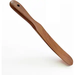 Teak Spurtle for Sourdough Starter - Wooden Stirring Stick & Mixing Tool for Deep Jars | Nonstick-Safe, Finished with Coconut Cooking Oil, Crafted in Thailand