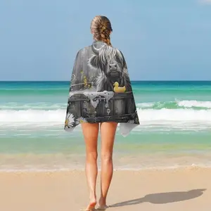 Highland Cow Design Beach Towel, Super Absorbent Quick-Dry Blanket, Perfect for Travel Swimming Pool Bathroom Use