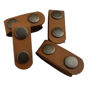 MEEBOY 4PCS Leather Heavy Duty Belt Keeper Double Snaps Tactical Belt Buckle for 2inch Wide Outdoor Sports Belt Fixing Top Layer Cowhide Crazy Horse Leather Pure Copper Fittings