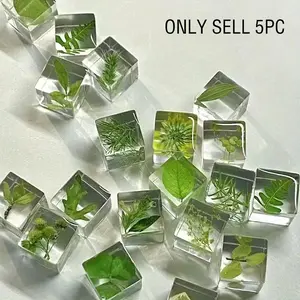 5pcs Random Resin Plant Specimen Blocks - 3D Immortal Flower Decor, Fake Outdoor Flowers, Faux Flower, Ideal for Indoor & Outdoor Display, Perfect Birthday or Souvenir Gift for Friends, Decorations for Home, Garden Decorations