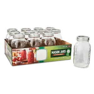 Regular Mouth Quart Glass Mason Jars with Lids and Bands, 32 oz., 12 Count，Regular mouth mason jar for canning，12 pieces per package Bottles Kitchen