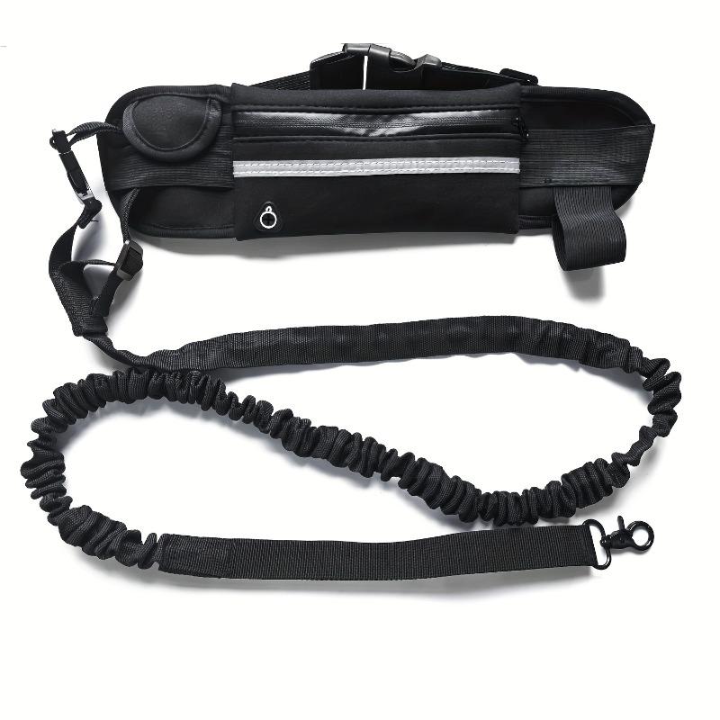 Hands-Free, Anti-Pull Dog Leash—Ideal for Walking and Running—Features a Zippered Waist Pouch, Extra-Thick Handle, and High-Elasticity Design