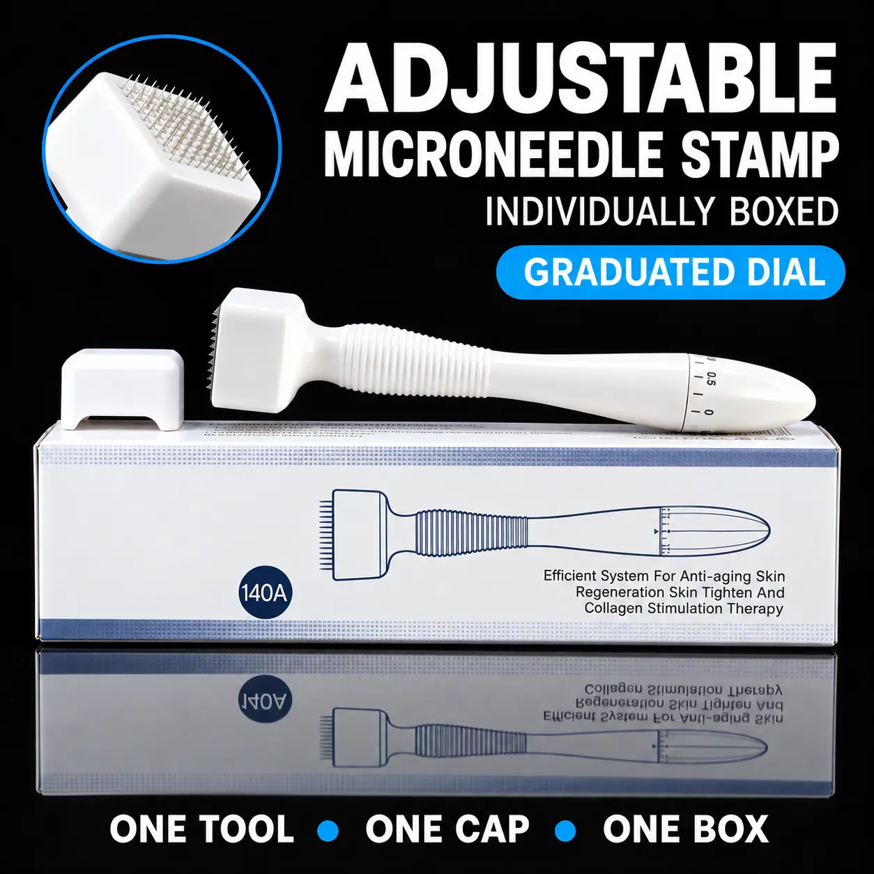 Titanium Derma Stamp 0.25mm Microneedling Facial Skin Care Tool, Beginner-Friendly, with Ergonomic Handle Portable White Beauty Tool for At Home Skincare Routines for Men and Women