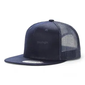 Maxxilano Mesh Trucker Hat Flat Brim Visor Snapback Adjustable Baseball Cap Hip Hop Style for Summer 50% Cotton 50% Polyester One Size Fits All