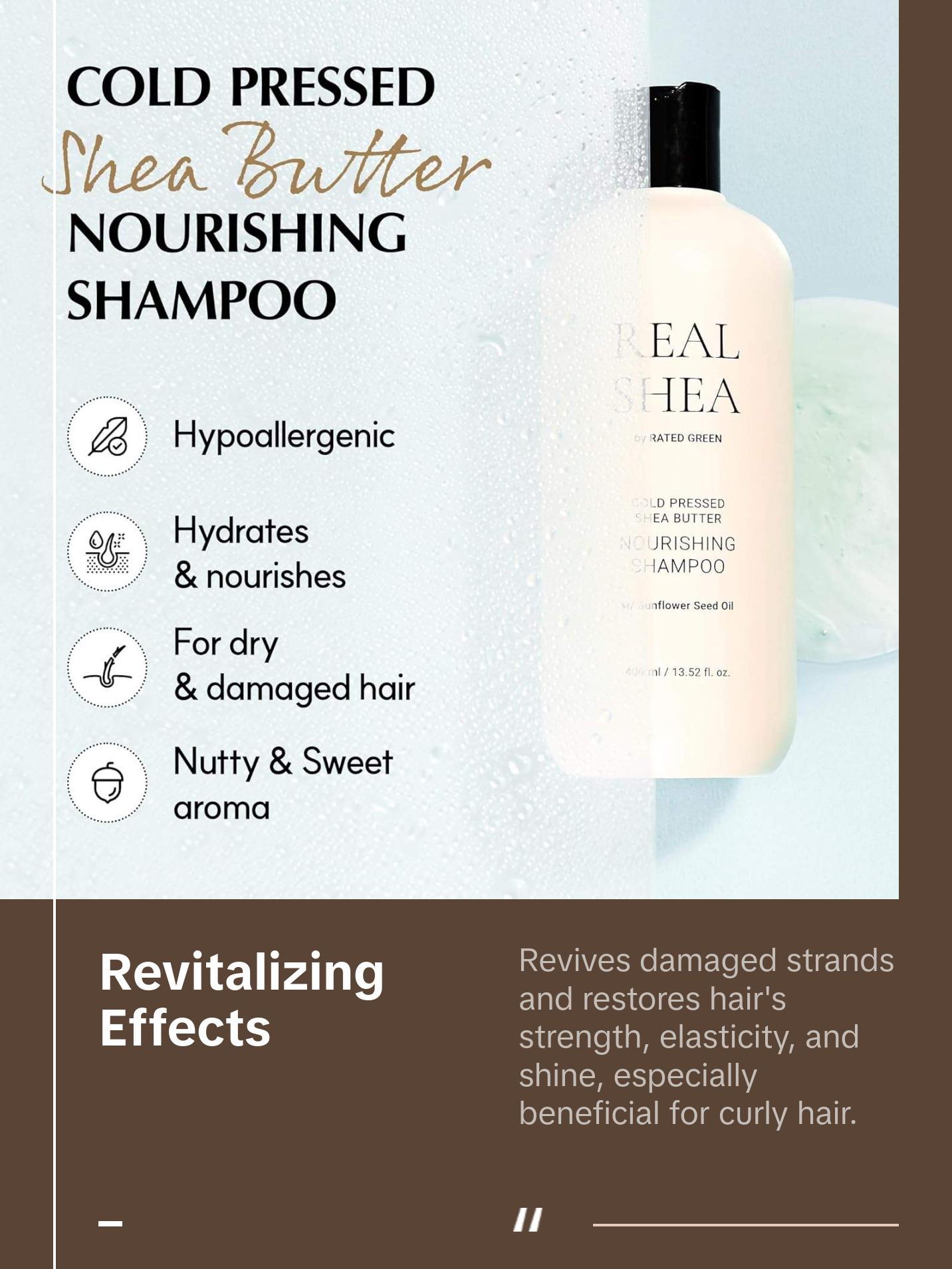 Rated Green Real Shea Butter Nourishing Shampoo for Dry, Curly and Damaged Hair Cleansing Conditioner