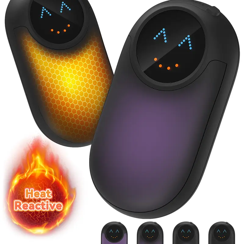 Unisex 2-Pack Reusable Portable Keep Warm Hand Warmers, Compact Magnetic Design, Heat-Sensitive Thermochromic Shell, 4-Level Heat, USB-C Charging, Instant Warmth for Camping, Hunting, Outdoor Sports Gear