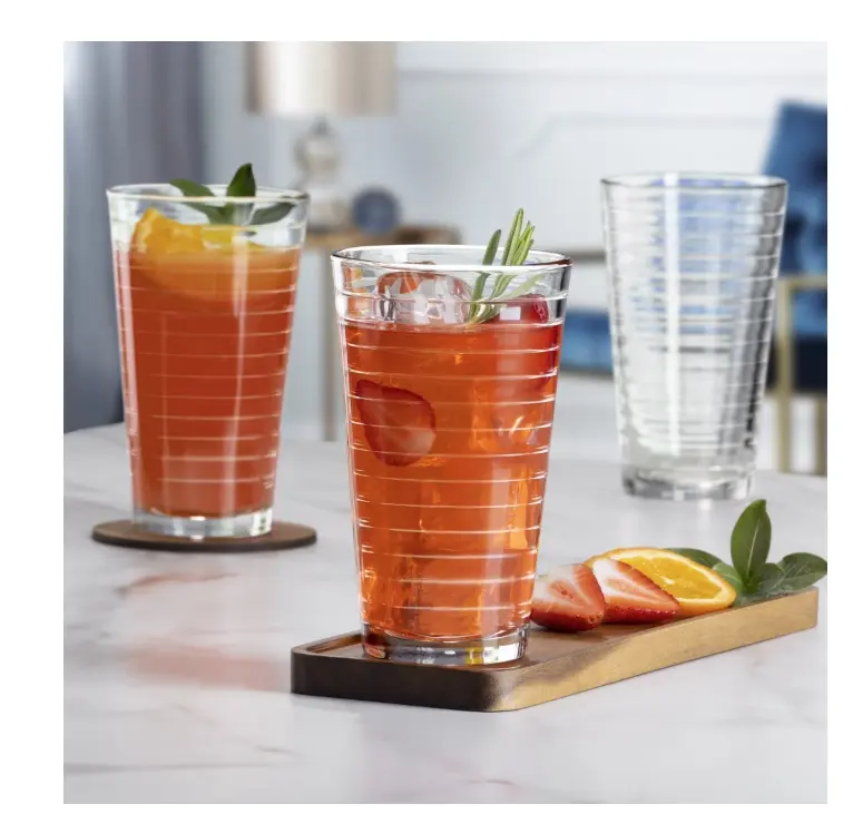 8-Piece Gallant 16.2oz Clear Glass Drinkware Set – Everyday Tumblers