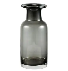 Black Smoked 8 Inches Indoor Glass Vase - Simple Design for Home Decor