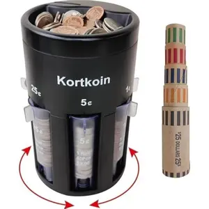 5-In-1 Multi-Functional Coin Sorter Counter, Rotating Base Coin Classifier, Office Kids Savings Home Storage, No Battery Required