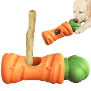 KADTC 2 in 1 Extra-Large Size Durable Dog Bully Stick Holder And Indestructible Carrot Bone Chew Toy for Medium/Large Aggressive Chewers Breed Dogs