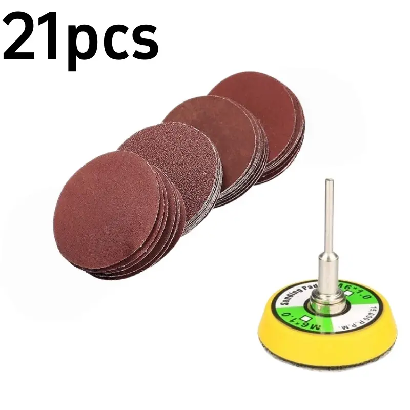 2 Inch Pneumatic Self-Adhesive Sanding Disc Set – 20Pcs Hook & Loop Sandpaper with Backing Pad, 150#/400#/1000#/2000# Grit, Micro Grinder Accessory Tool for Air Die Grinder Rotary Tool