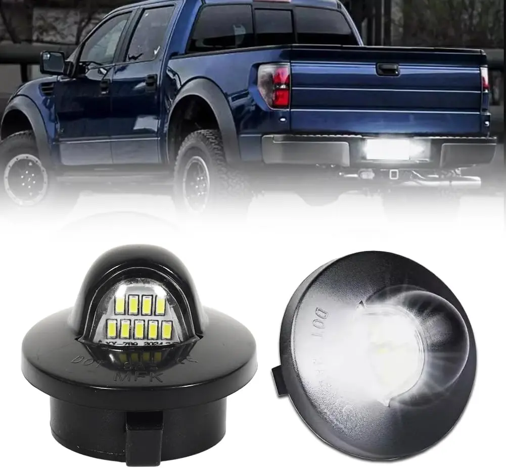 FURTOM LED License Plate Light 2 Pack 6500K White Super Bright for Ford F-150 F-250 F-350 F-450 Bronco Ranger Explorer Sport Trac Excursion Expedition Lincoln Mark LT MKC Edge IP67 Waterproof Plug and Play