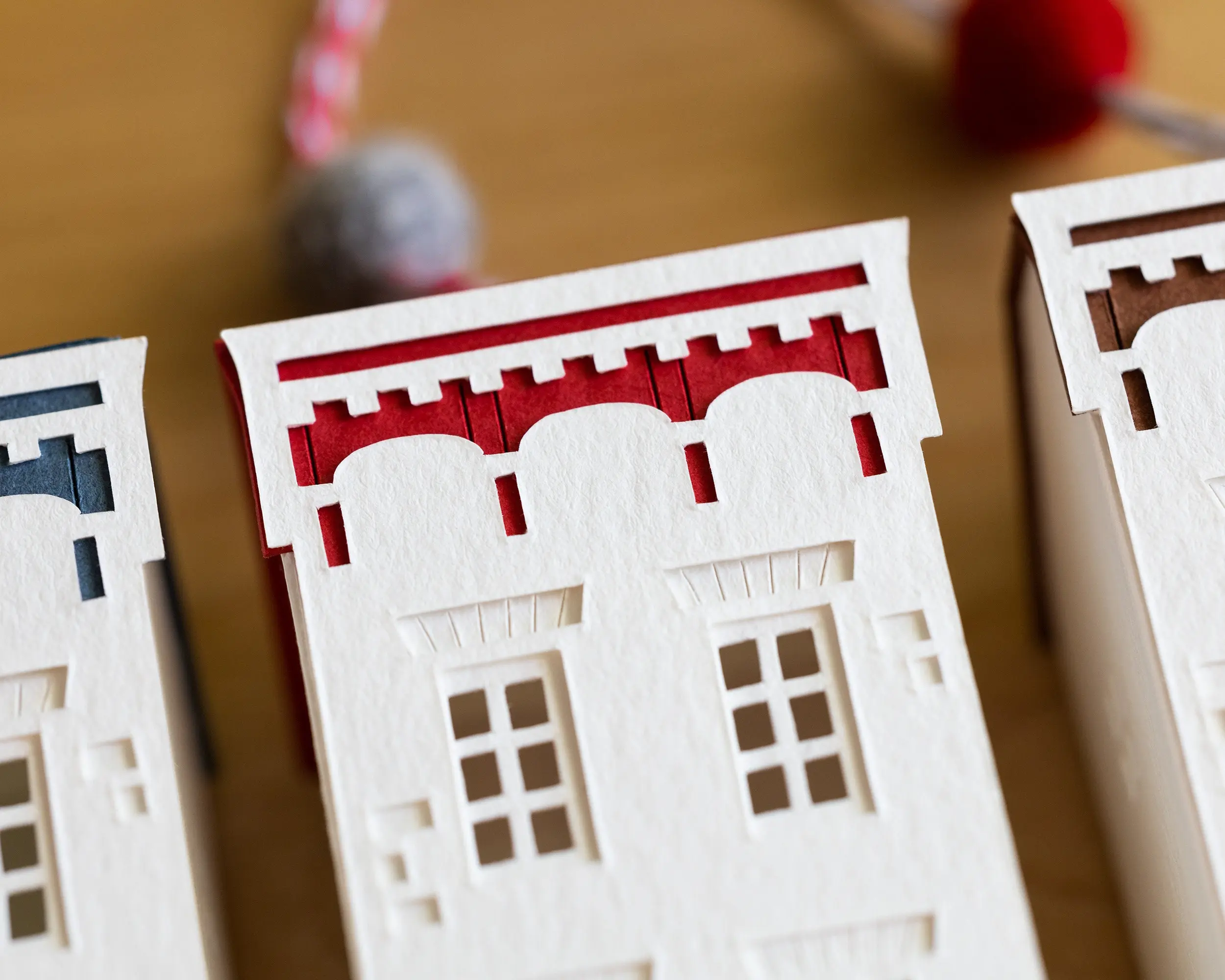 Set of 3 Christmas Ornaments - Paris, London & New York, handmade of layered paper