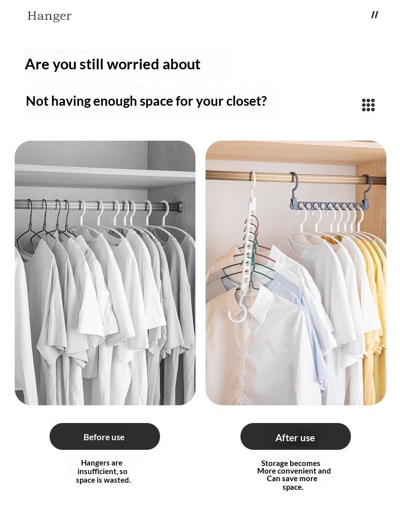 Household 9-Hole Hanger, Multi-Functional, Foldable, Rotatable, Magic Closet Storage, Space-Saving, Hanger Rack, Modern Minimalist