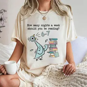 Optimal Weekly Reading Frequency for Children Featuring Themed Graphic T-Shirt with Pigeon Elephant Piggie and Teacher Styles
