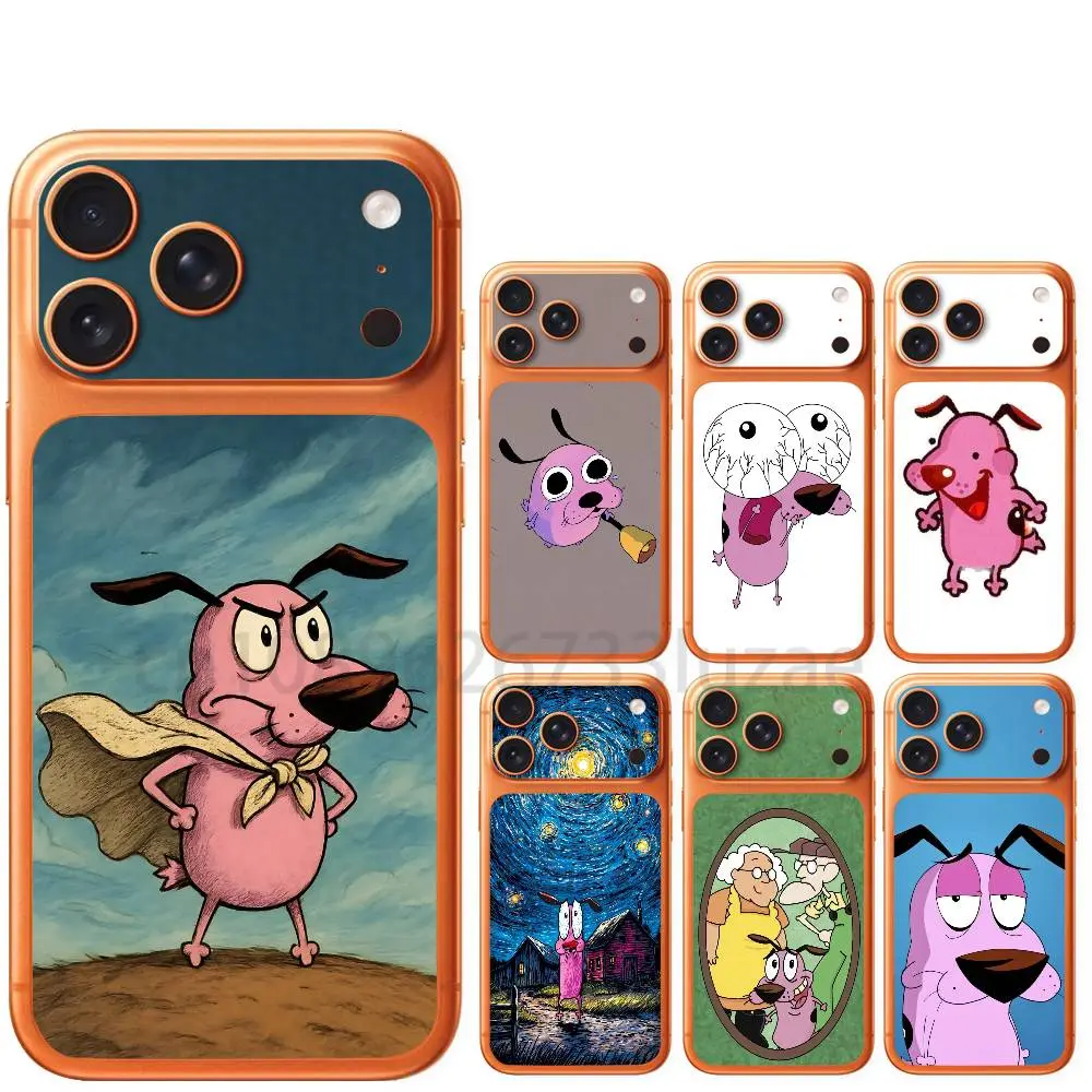Vinyl Wrap - Funny Pink Cartoon Dog Retro For iPhone 18 17pro/proMax Full body Back Cover Decal Skin Colorful Rear Protective Sticker