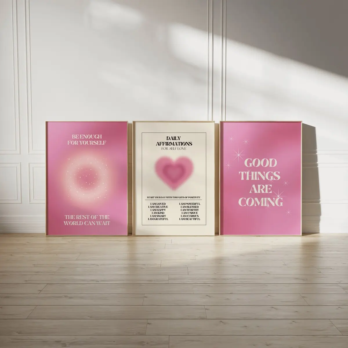 Pink Aura Poster Set Of 3 Affirmation Poster, Trust Graident Poster Set, Retro Aura Poster, Spiritual Wall Art