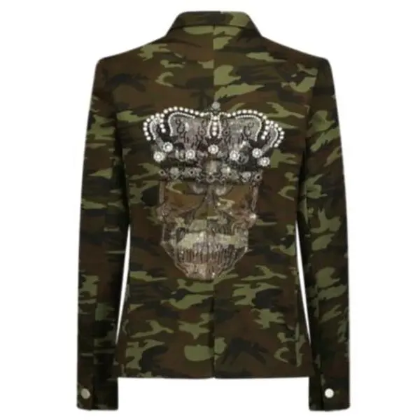 Skull With Crown Camouflage Blazer