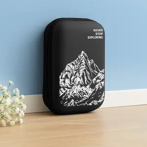 Eva Hard Shell Earphone Cable Charger Storage Box, Simple Design with Mesh Pocket, Durable Portable Accessories Organizer