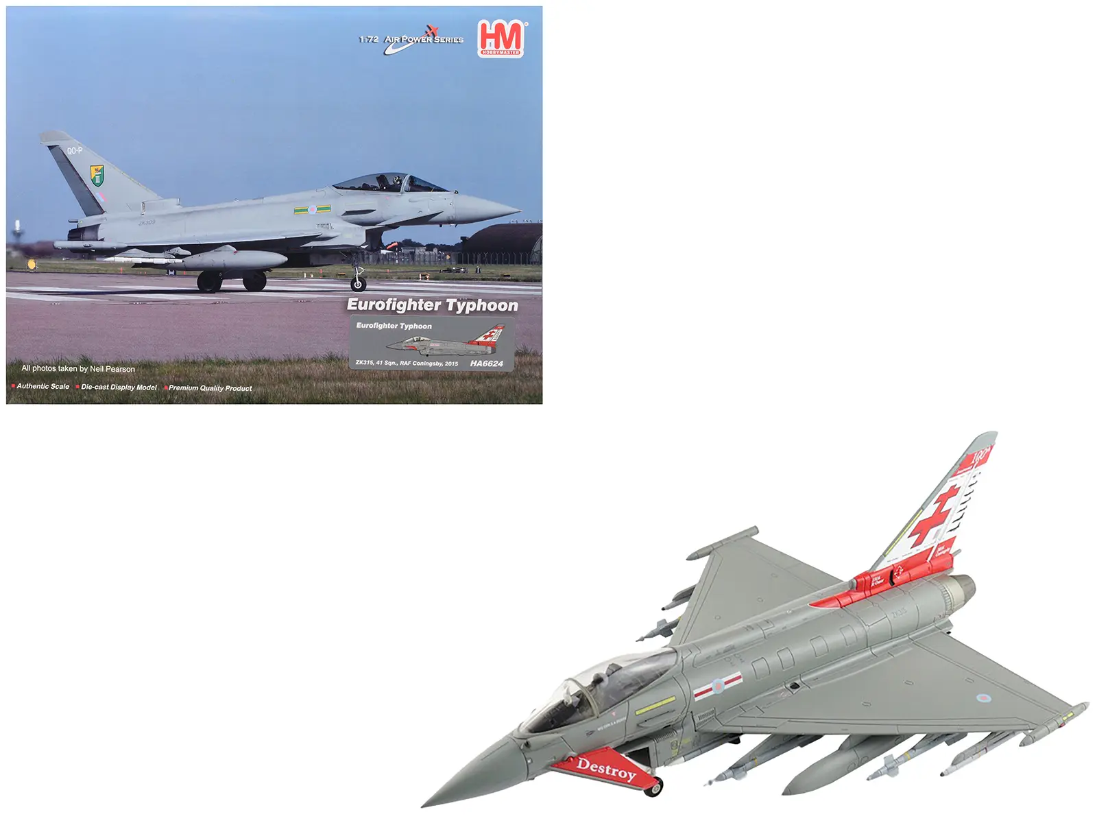 Eurofighter Typhoon Fighter Aircraft "ZK315, 41 Squadron, RAF Coningsby" 2015 Royal Air Force 1/72 Diecast Model by Hobby Master