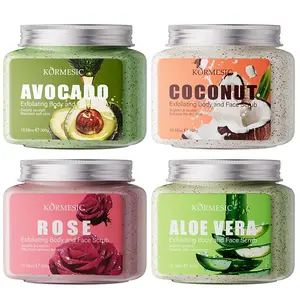 Avocado Aloe Rose Coconut Body Scrub 300g, Deep Cleaning Natural Exfoliant, Gentle Moisturizing, Suitable for All Skin Types
