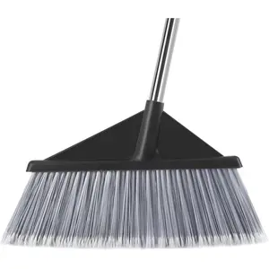 17.7" Extra Wide Head Outdoor Broom, Brooms for Sweeping Indoor with Enhanced Bristle Density, 55" Durable Stainless Steel Broom Handle,Heavy Duty Broom, Angle Broom for Floor, Kitchen, Garden, Garag