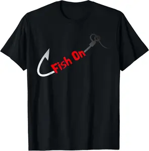 100% Cotton Fashion Garment Fish On Fisherman Bass Fish Fishing Hook Joke Funny Quote T-Shirt