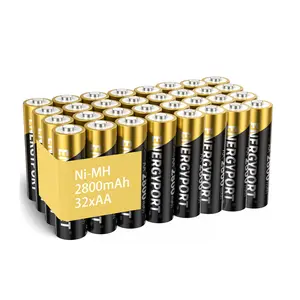 ENERGYPORT AA Batteries 2800mAh High Capacity Precharged Ni-MH Double A Rechargeable Battery, 1.2V NiMH Low Self Discharge - Pack of 32