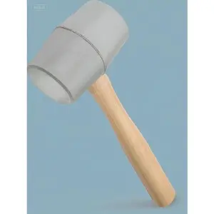 12 oz No-Mar Rubber Mallet with Bounce Resistant Head - Hickory Wood Handle Hammer for Precision Work - Non-Slip Grip & Durable Construction - Grey Finish for Professional Use repair  tools