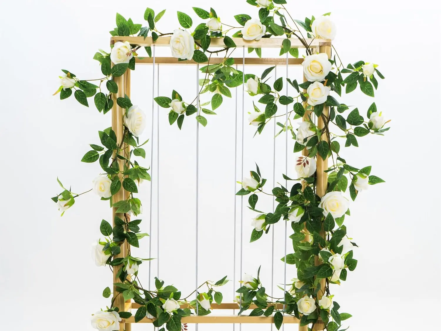 Fake Rose Garland, 6Ft Artificial Vines Flowers Hanging Rose Vine for Table Wedding Backdrop Arch Wall Party Mantle Festival Decor (White) Ornaments