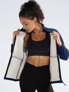 Women's Winter Fleece Lined Jacket with Zipper Pockets, Long Sleeve Tops Warm Yoga & Daily Wear, Safe Storage Design, Comfortable Fit for Outdoor Sports, Thermal Lined Outerwear