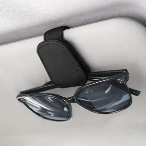 Car Sunglasses Holder with Magnetic Leather Clip, Convenient Sunglasses Organizer for Sun Visor, Essential Car Interior Accessory, Car Accessories, Car Organizers, Car Storage Organizers