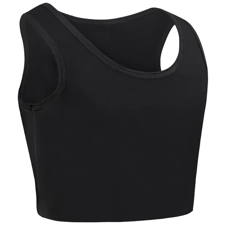 CuteStreet Women's Medium Compression Cotton Fitted Chest Binder Crop Tank Top - Casual, Slim, Retro, Breathable Pull-On Sleeveless Layering Tops for Women, Tomboy Daily Wear, Halloween, Thanksgiving