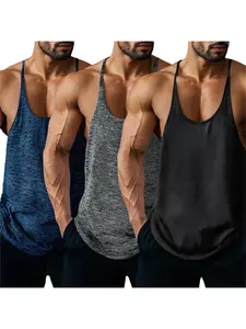 Lehmanlin Men's Bodybuilding Vest Gym Sweatshirt Stretch Y-Back Muscle Beach Vacation Quick-Drying Top (3-Pack) Training Thin Strap