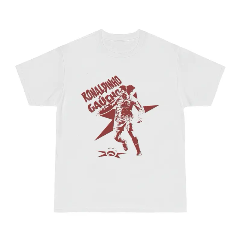 Ronaldinho Gaúcho Cotton T-Shirt - White Tee with Red Graphic Design