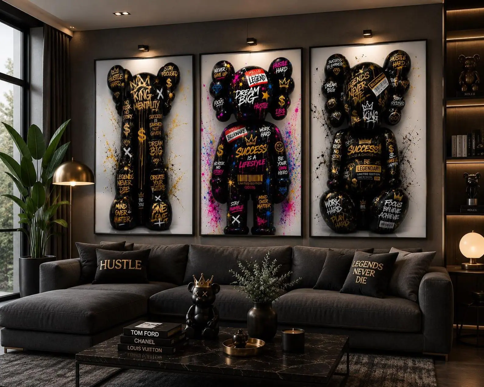 KAWS Wall Art, Graffiti Poster Set of 3 Poster Print Unframed, Hypebeast Decor, Streetwear Artwork, Modern Room Prints