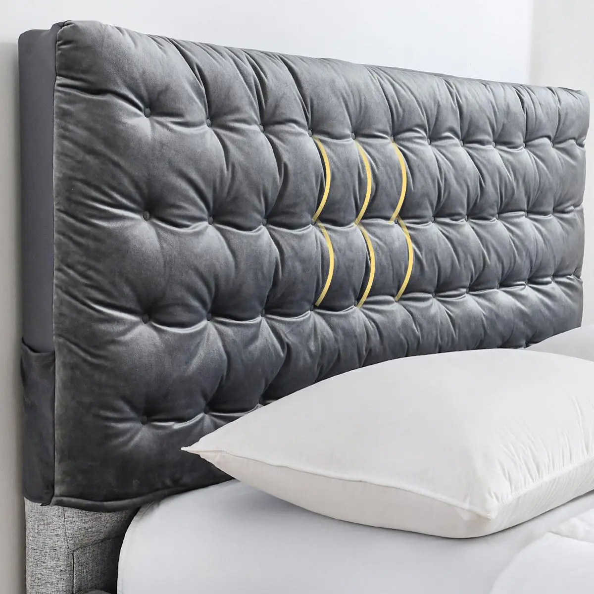 Geometric Pattern Headboard Cover, 1 Count Soft Comfortable Upholstered Tufted Headboard Cover, Bedding Supplies for Home Bedroom Hotel Dormitory
