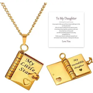 Gift Necklace for Daughter or Son – My Little Star Book Pendant Jewelry of Love – With Elegant Gift Box – Birthday Gift, Graduation Present, Christmas Jewelry, Mother Father to Daughter Son Jewelry Keepsake