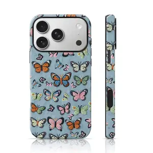 Premium Embroidered Butterfly Phone Case for iPhone 17 Pro Max/16 Pro Max /15Pro Max 15/14/13/12 & Samsung S25 Ultra All Models, Double-Layer TPU Shockproof Protective Cover