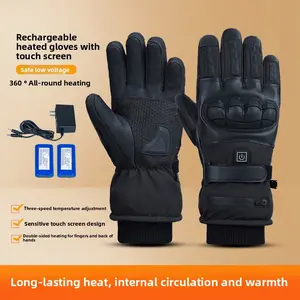 Electric heating gloves lithium battery long-term warmth winter outdoor duty motorcycle anti-skid touch screen electric heating gloves