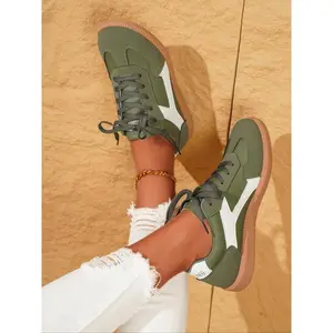 Women’s colorblock casual sporty sneakers, fresh blue multiple colors, simple fashionable versatile lace-up design, all-season new arrival