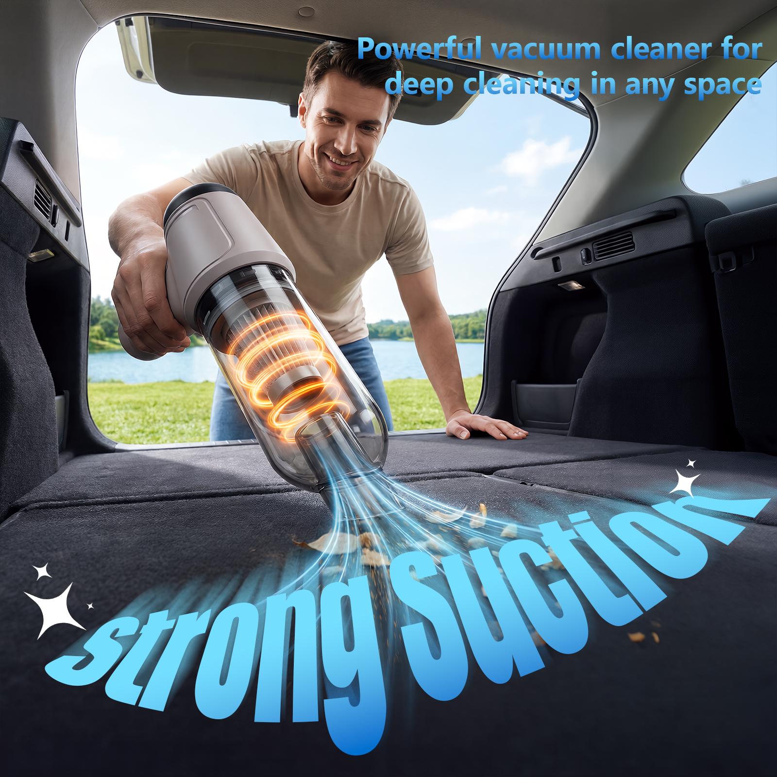 Cordless Hand Vacuum - Compact Wireless Car & Home Interior Care Cleaner, Equipped with 2 Filters, Multiple Nozzles, Powerfully Removes Pet Hair, Dust, Debris, Small Stains for Quick Clean