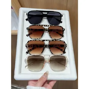 4-Pack Unisex Y2K Polarized Aviator Sunglasses, Vintage Square Oversized Cat Eye Shades, Lightweight UV Protection Trendy Street Style Summer Outdoor Eyewear